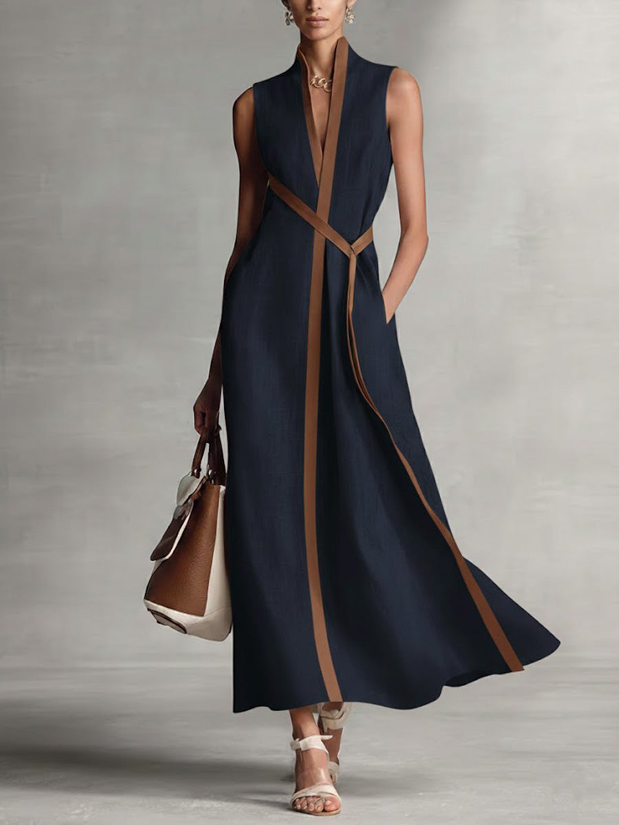 Women's Elegant V-Neck Wrap Maxi Dress