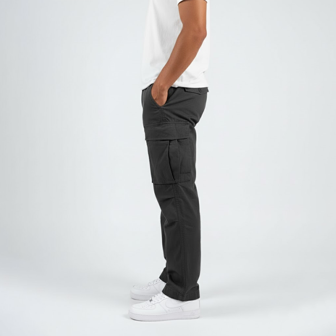 Men's Casual Relaxed Fit Cargo Cotton Pants with Side Pockets
