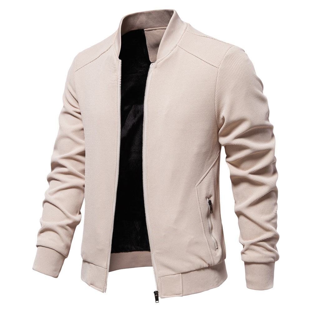 Men's Classic Zip-Up Nylon Bomber Jacket