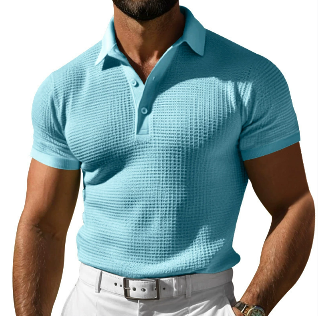 Men's Classic Textured Cotton Polo Shirt Regular Fit