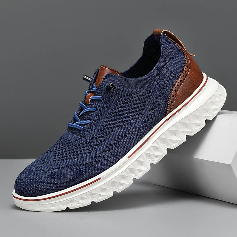 Men's Casual Knit Upper Lace-Up Sneakers