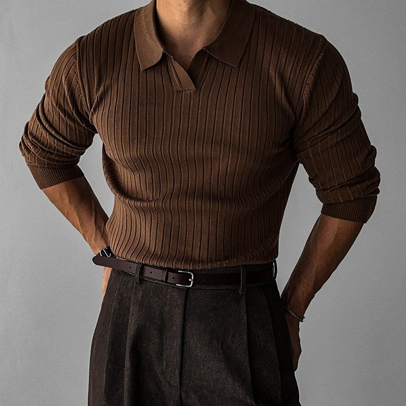 Men's Classic Slim Fit Long Sleeve Polo Shirt