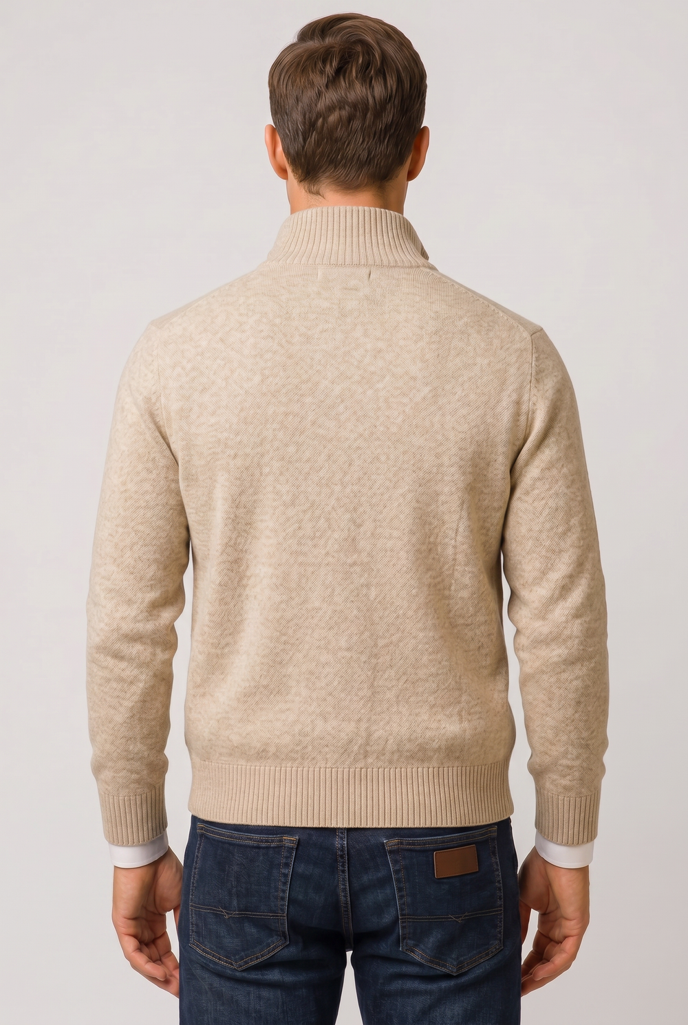 Men's Classic Knit Zip Front Cardigan with Welt Pockets
