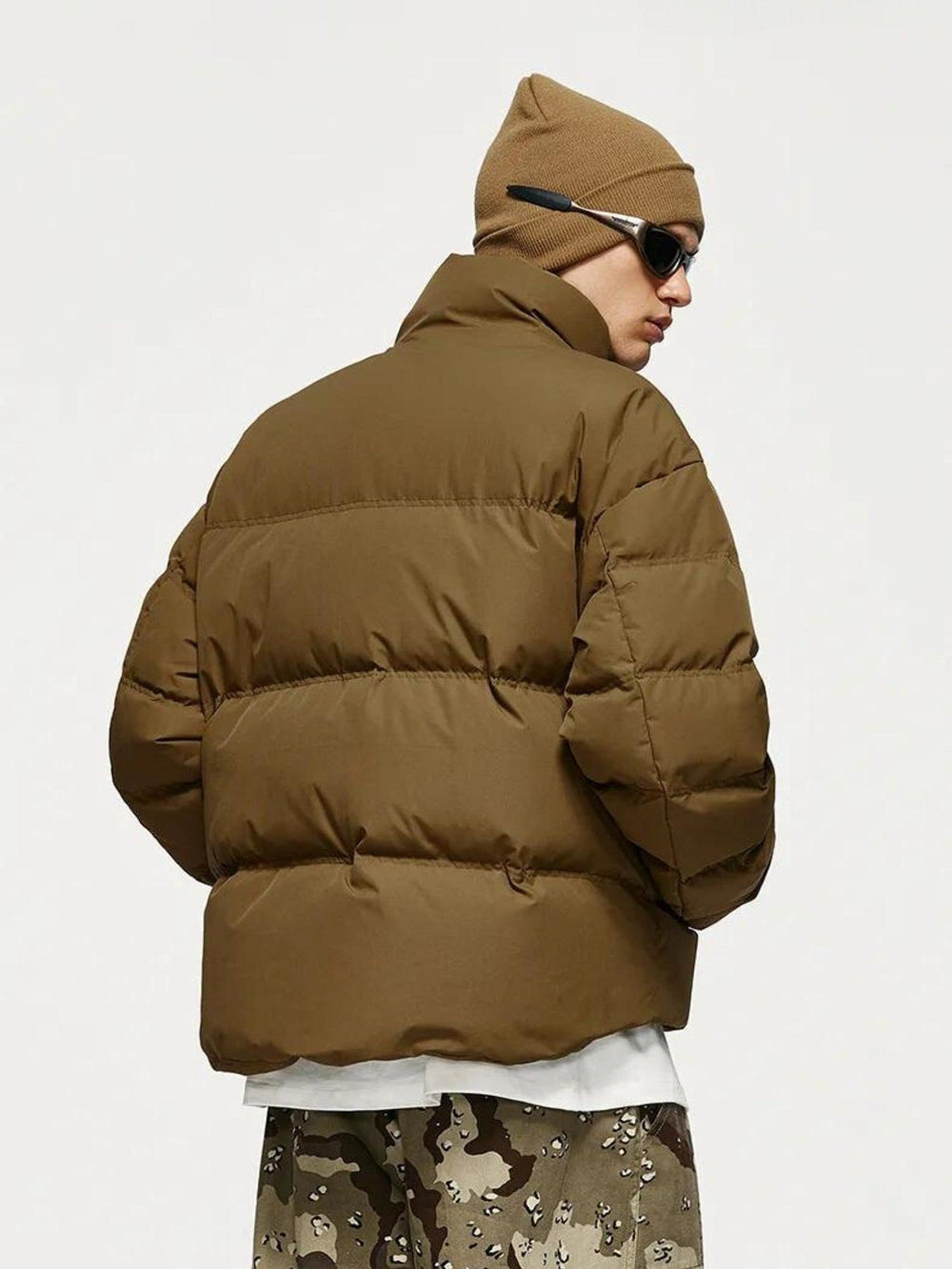 Men's Casual Short Puffer Jacket with High Collar