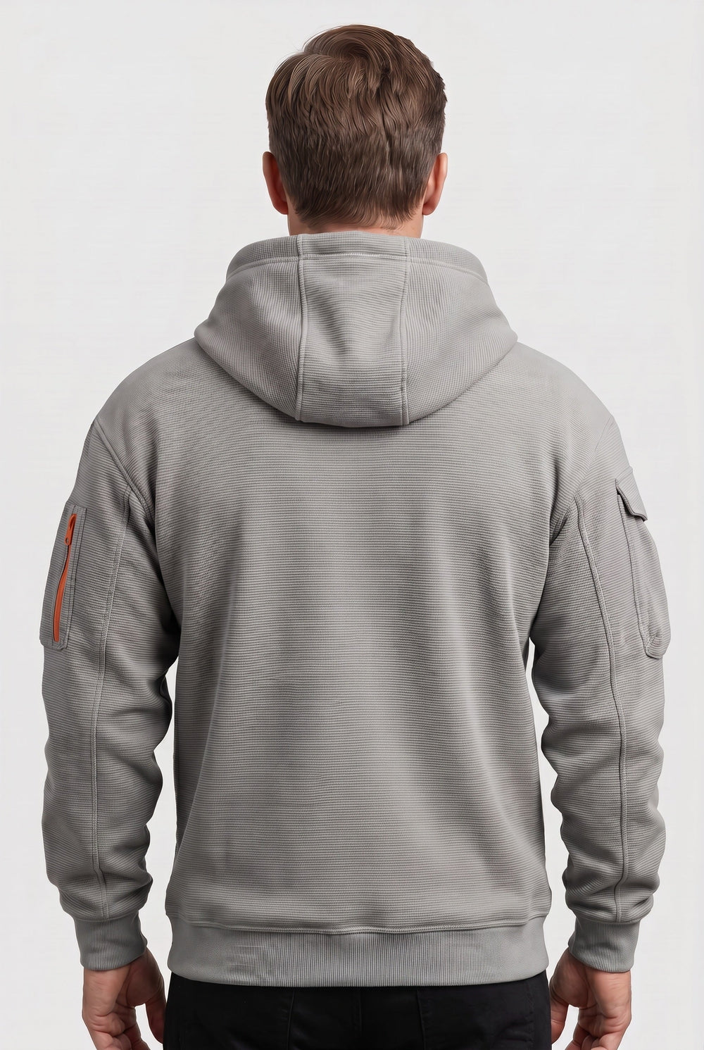 Men's Casual Cotton Quarter Zip Hoodie with Zipped Pockets