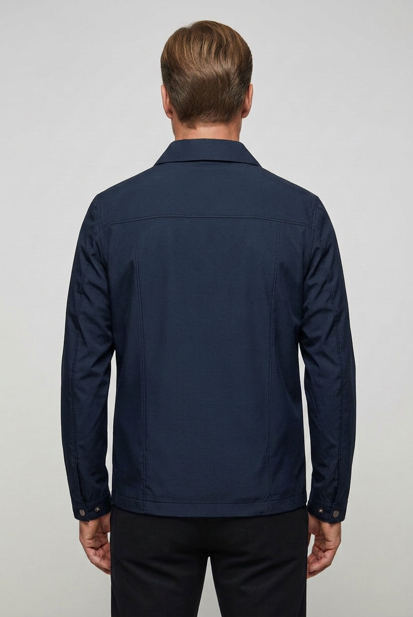 Men's Classic Zip Front Harrington Jacket with Check Lining
