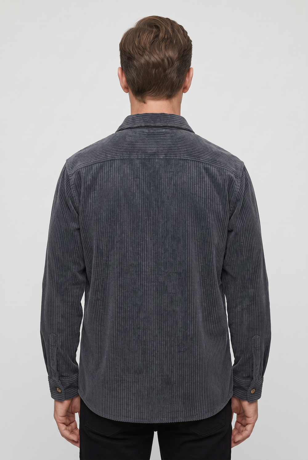 Men's Casual Ribbed Cotton Shirt with Chest Pocket
