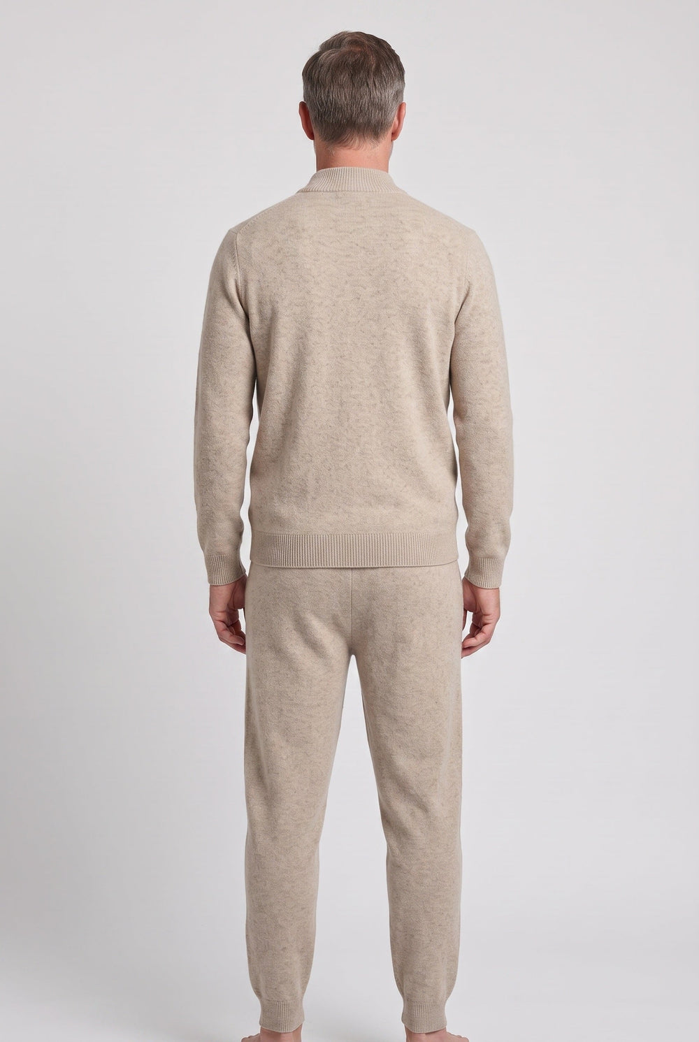 Men's Casual Knit Zip-Front Tracksuit with Funnel Neck