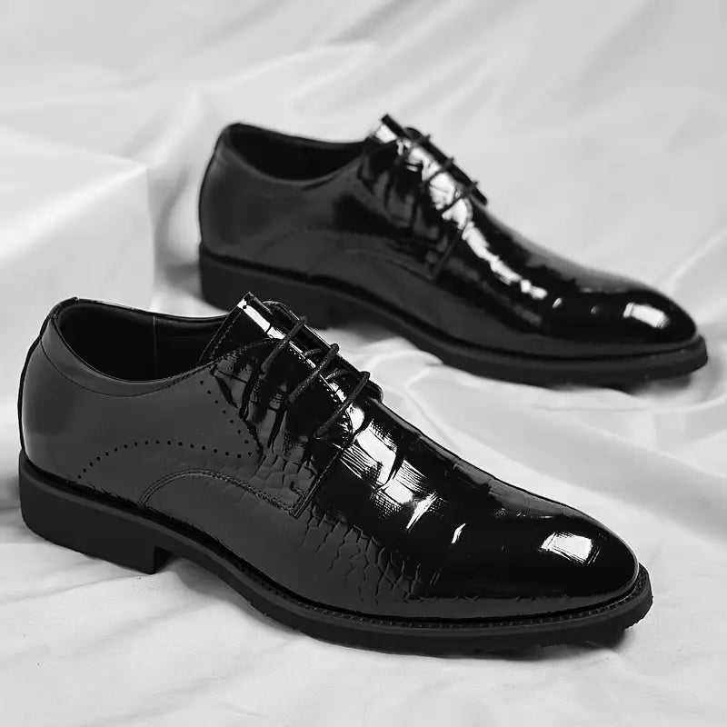 Men's Classic Patent Leather Lace-Up Oxford Dress Shoes