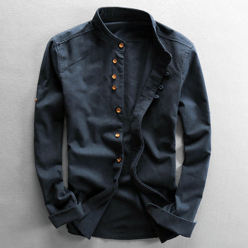 Men's Casual Cotton Katana Print Shirt