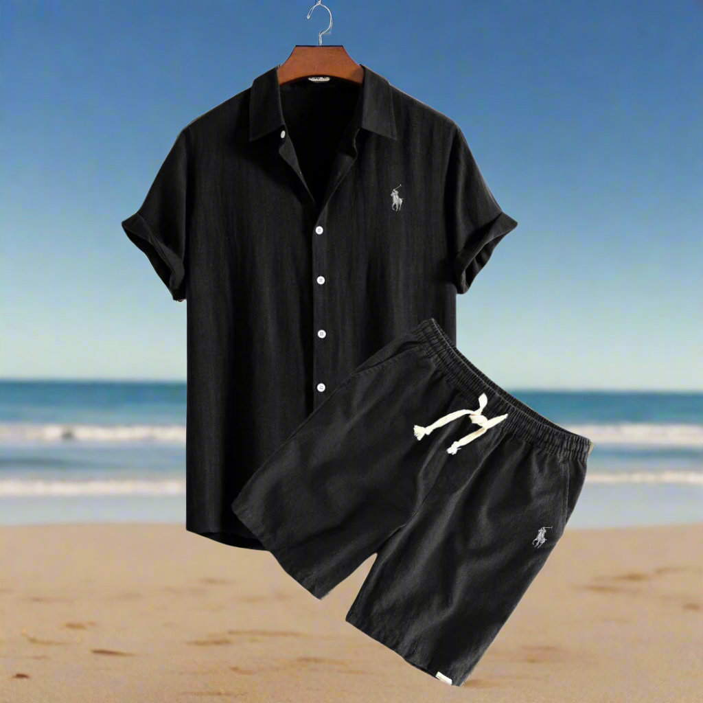 Men's Casual Linen Shirt and Shorts Set