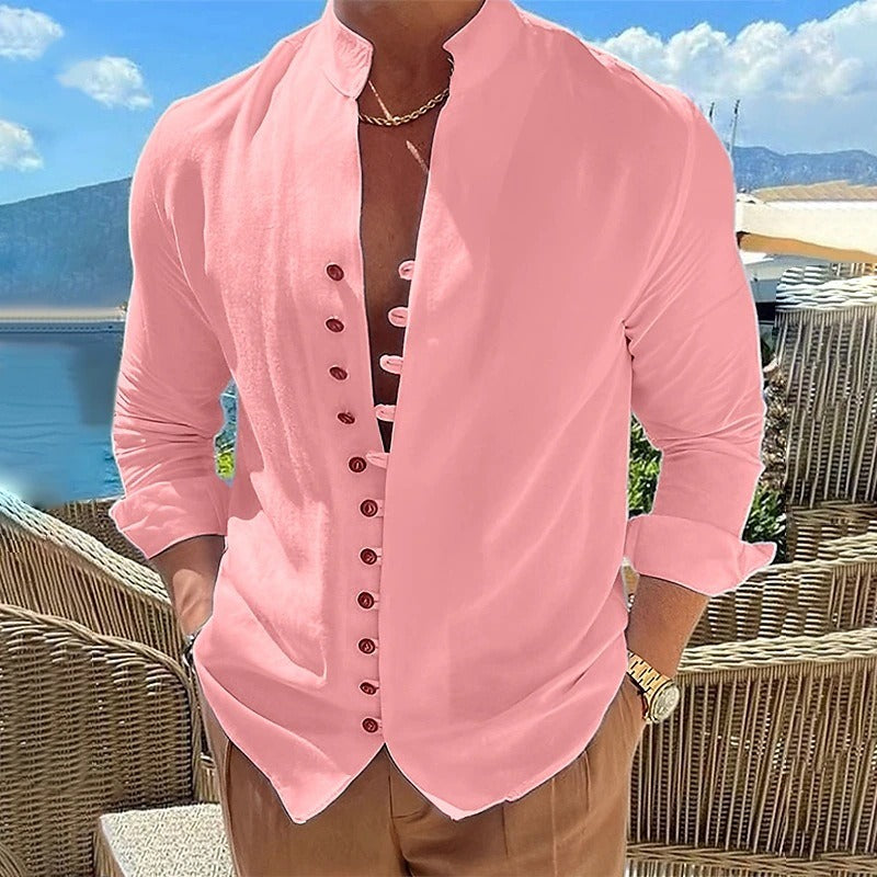 Men's Classic Cotton Long Sleeve Button-Down Shirt