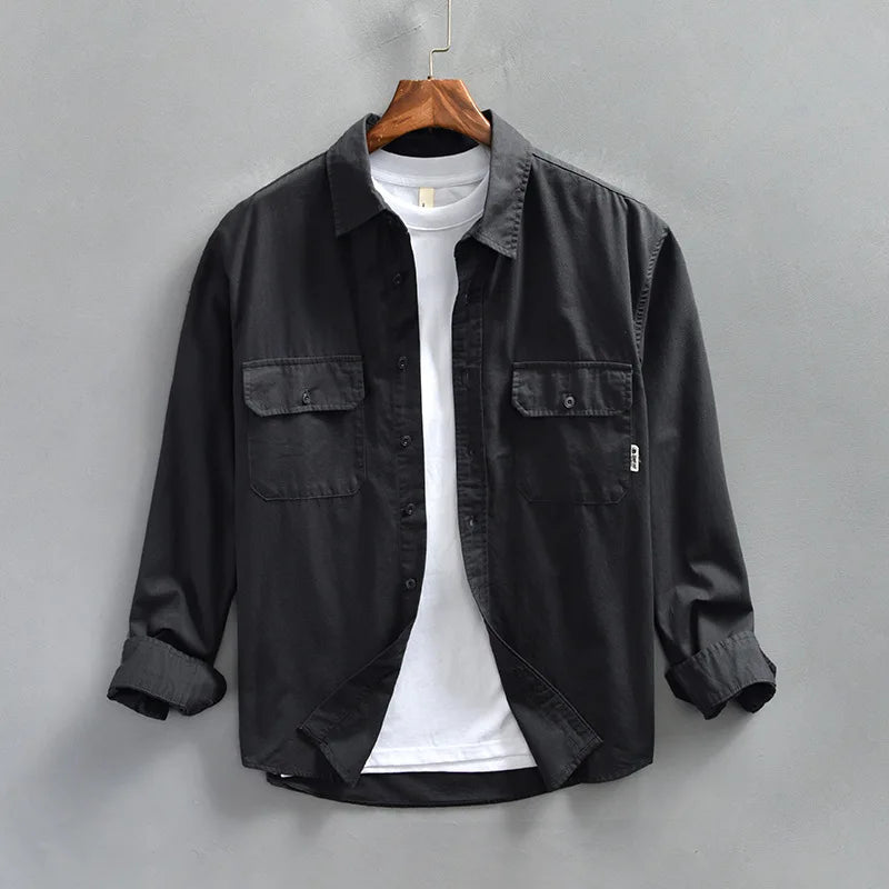 Men's Casual Cotton Long Sleeve Button-Up Shirt