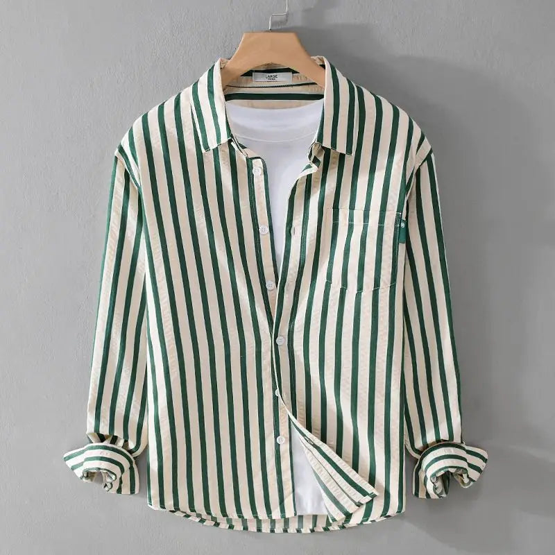 Men's Stylish Cotton Long Sleeve Striped Shirt
