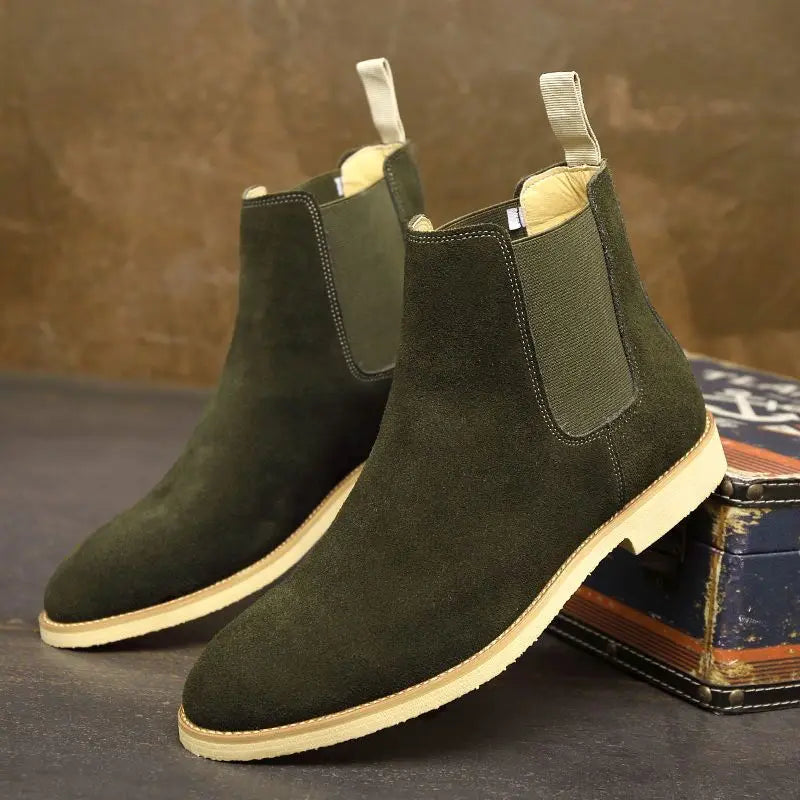Men's Retro Leather Chelsea Boots with Medium-High Ankle
