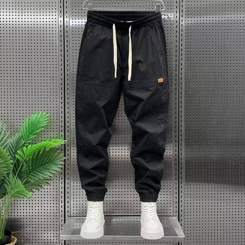 Men's Retro Cotton Jogger Pants with Elastic Waistband