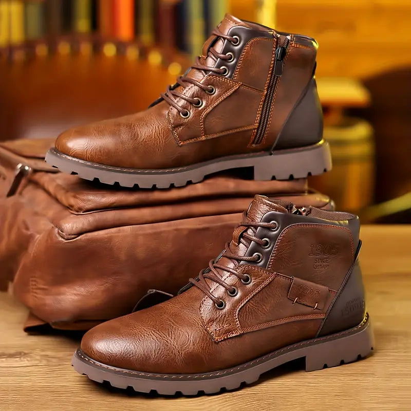 Men's Stylish Leather Zipper Closure Boots
