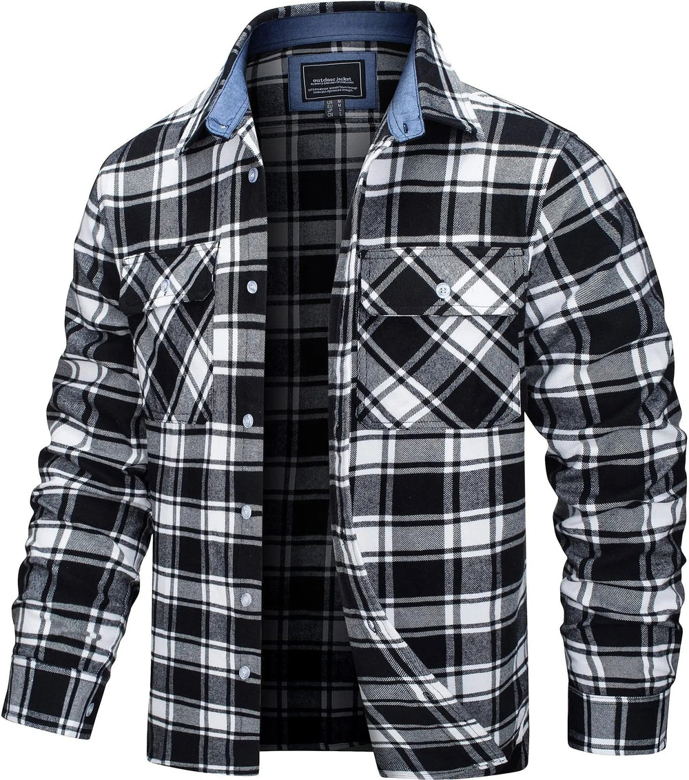Men's Stylish Cotton Checked Flannel Shirt Jacket