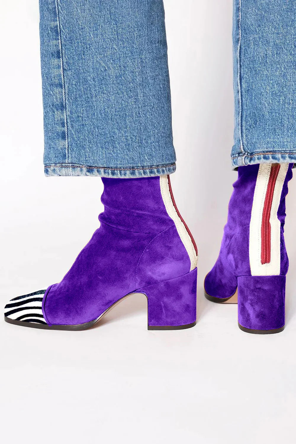 Women's Stylish Leather Square Toe Block Heel Boots