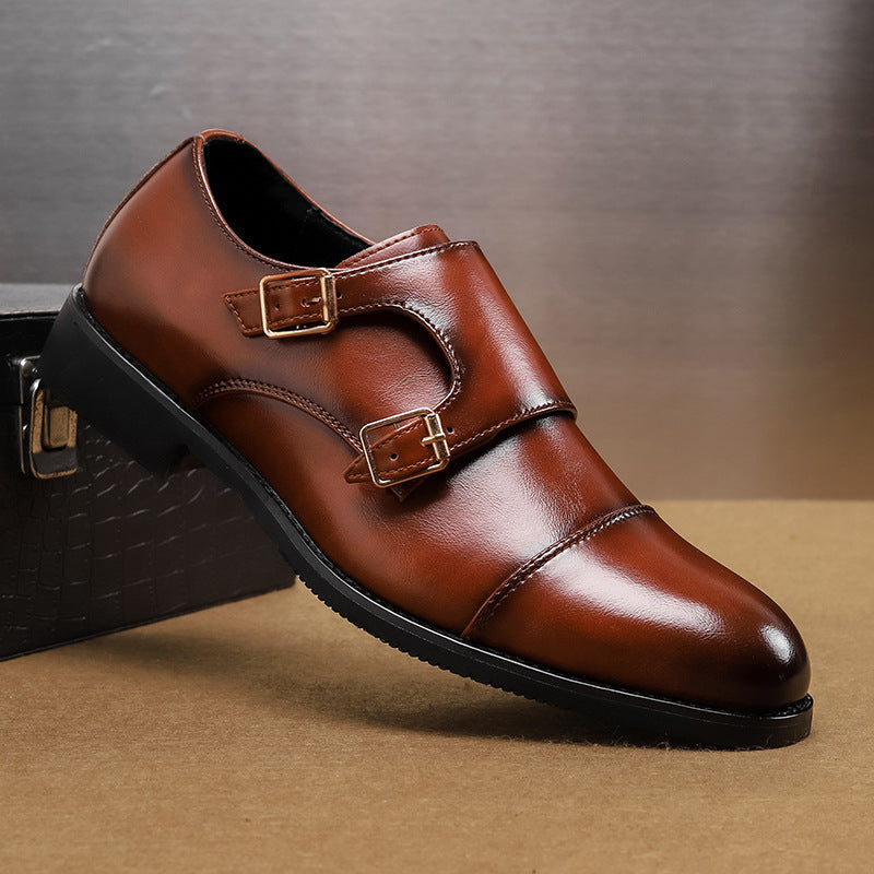 Men's Classic Leather Double Monk Strap Shoes