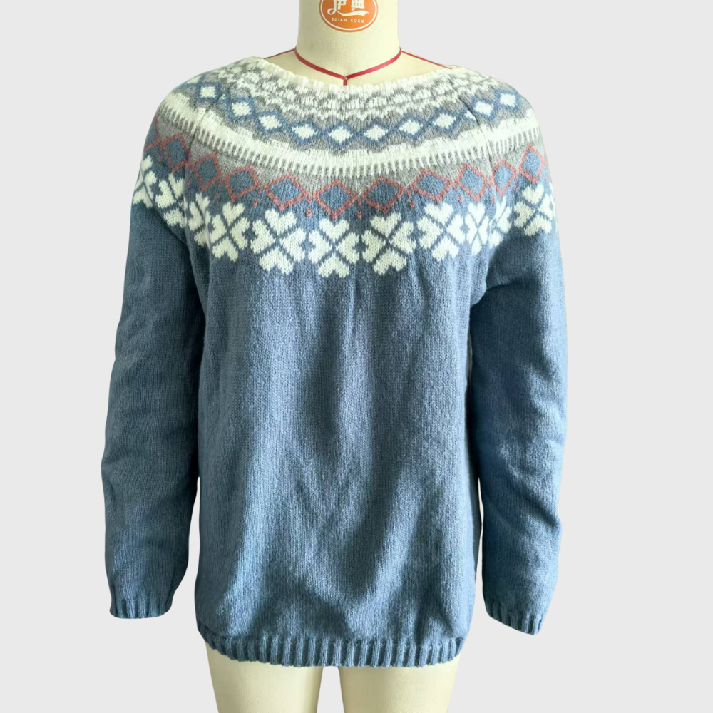 Women's Classic Marled Wool Fair Isle Yoke Sweater