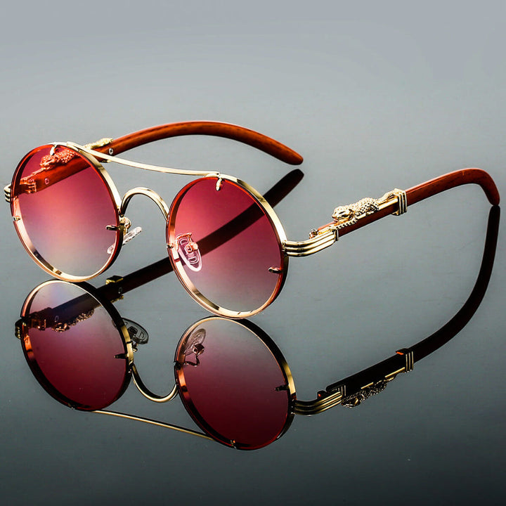 Unisex Retro Metal Frame Oval Sunglasses