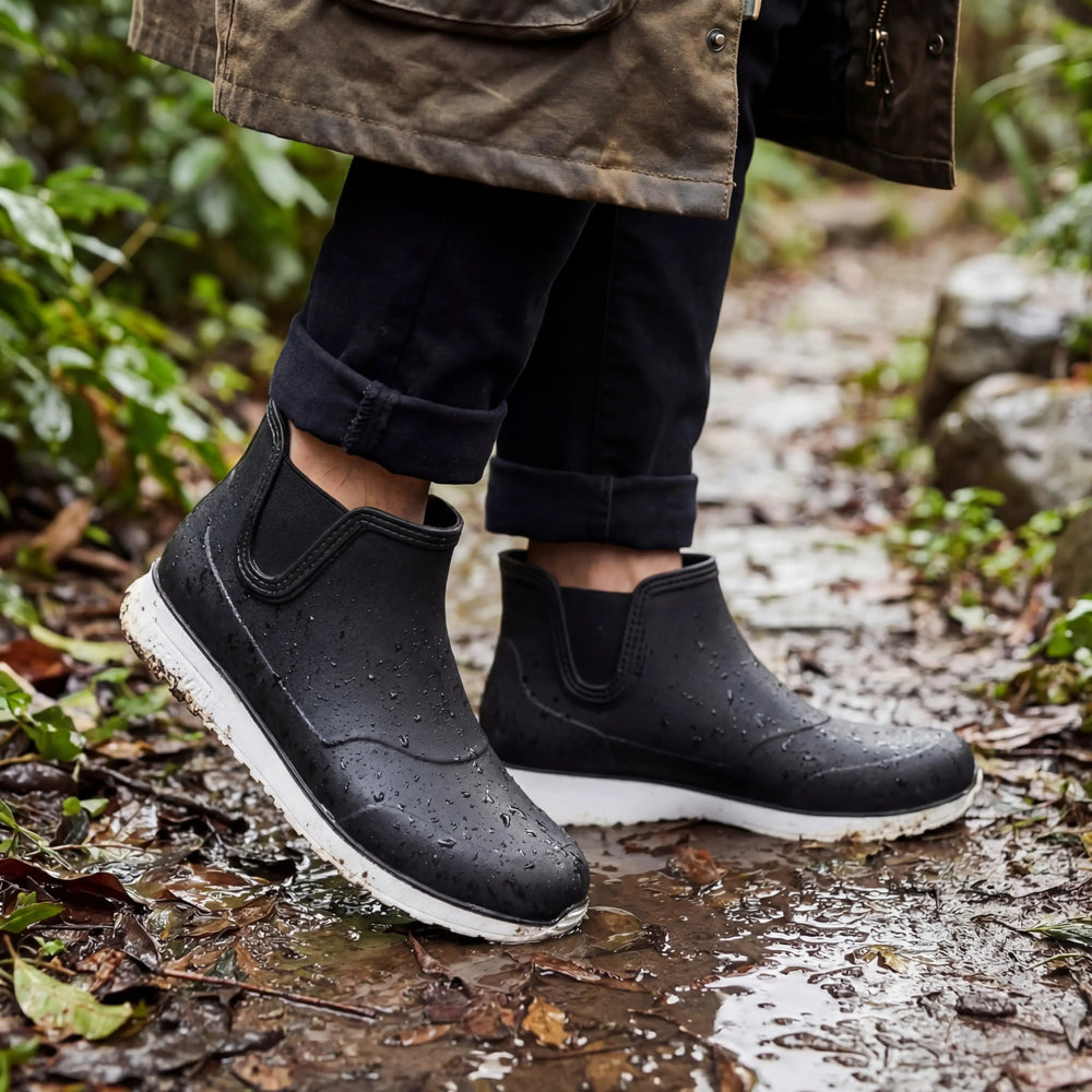 Women's Casual Rubber Slip-On Ankle Rain Boots