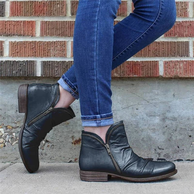 Women's Casual Water Resistant Leather Ankle Support Boots