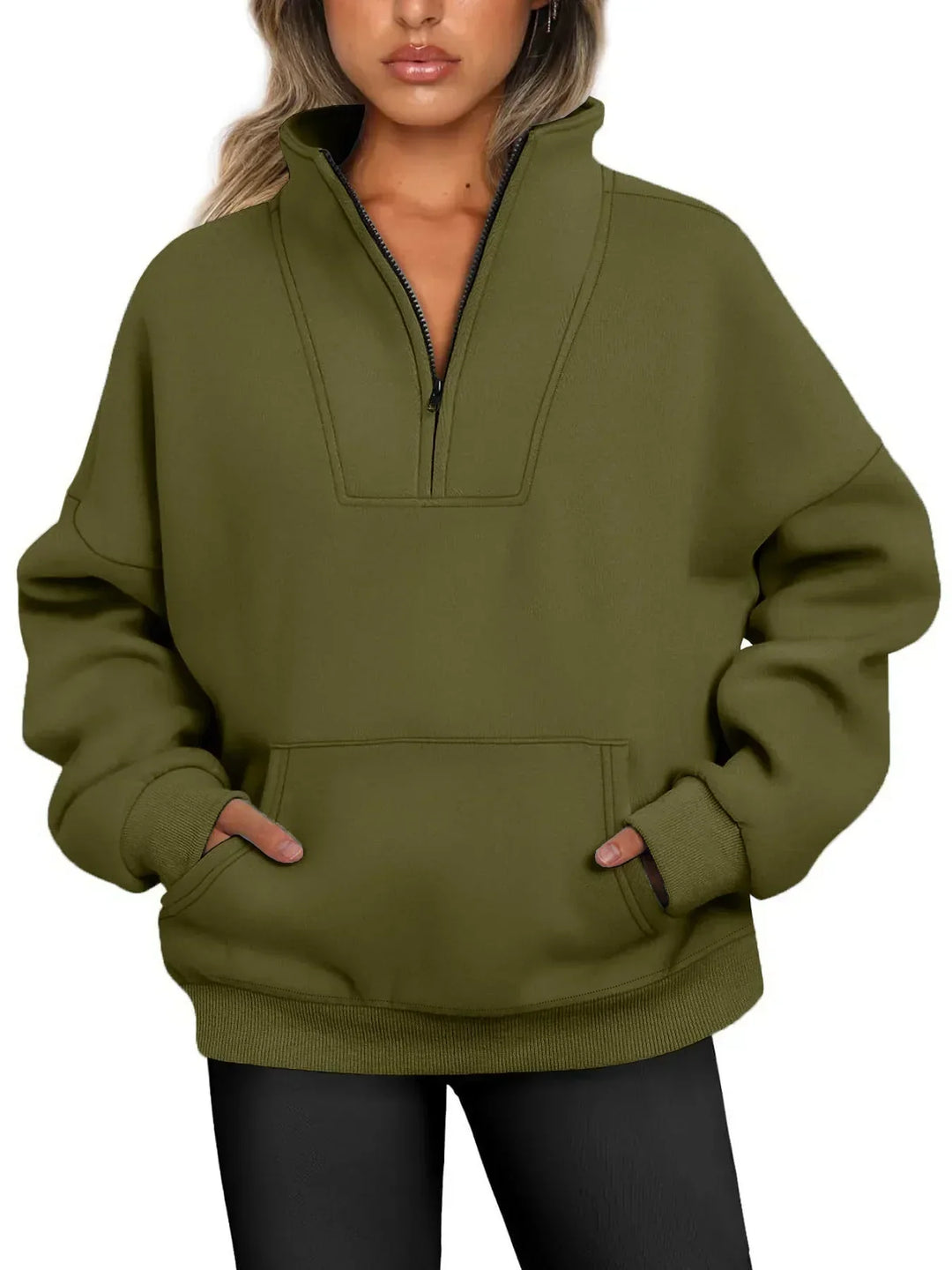 Men's Casual Fleece Quarter-Zip Pullover Sweatshirt