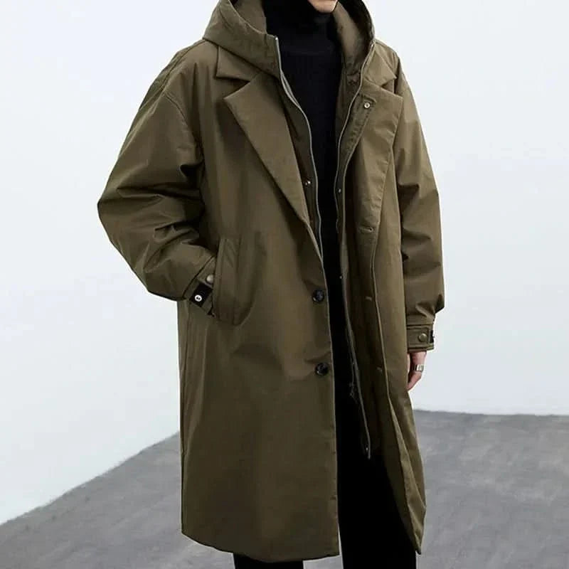 Men's Casual Longline Hooded Winter Parka Coat