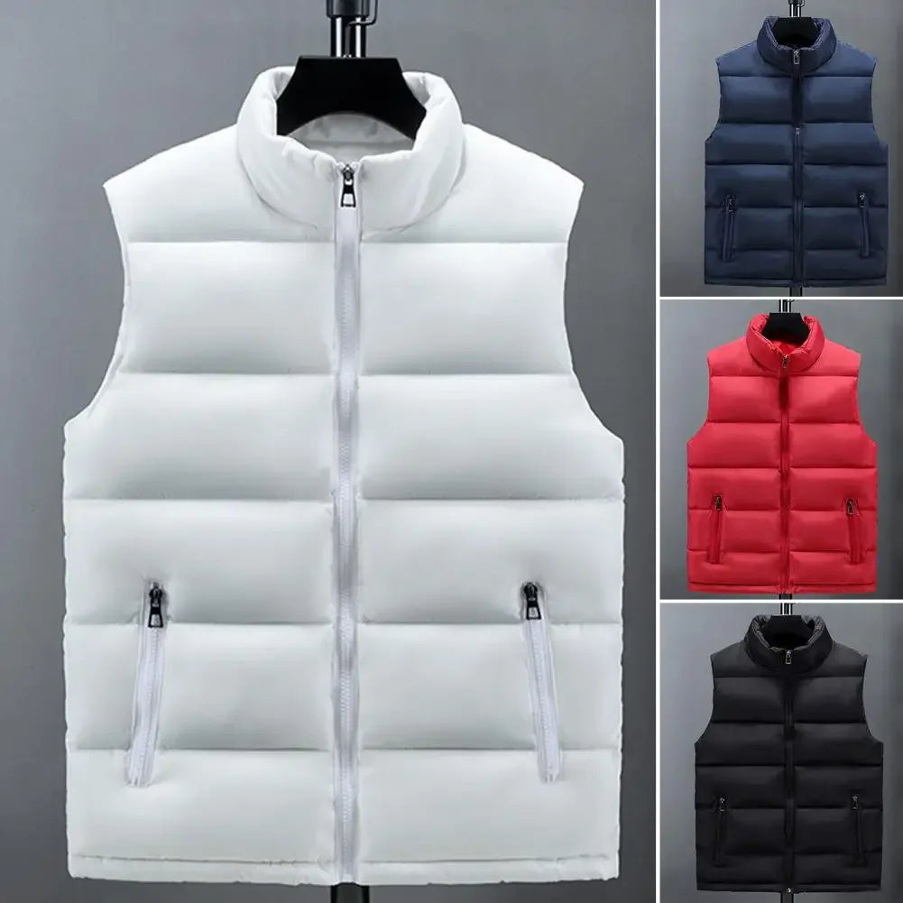 Men's Lightweight Quilted Nylon Puffer Vest with Slim Collar