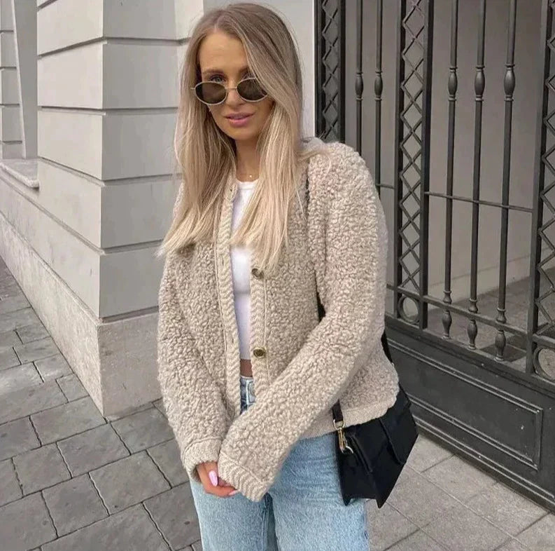 Women's Casual Button-Front Knit Cardigan Jacket
