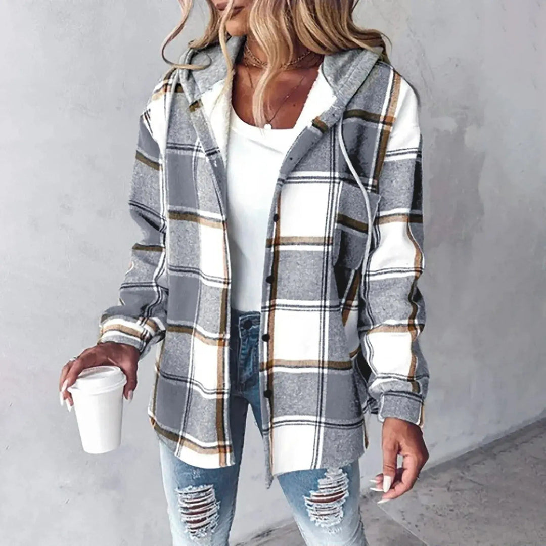 Men's Casual Hooded Checkered Jacket