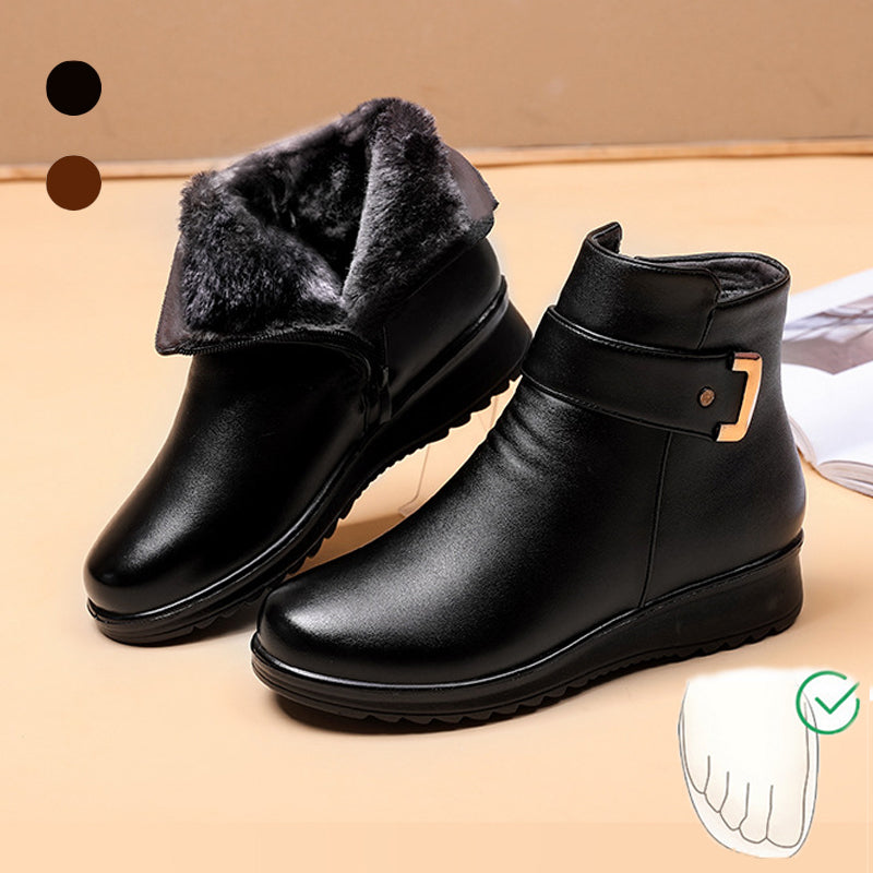 Women's Stylish Leather Buckle Strap Ankle Boots