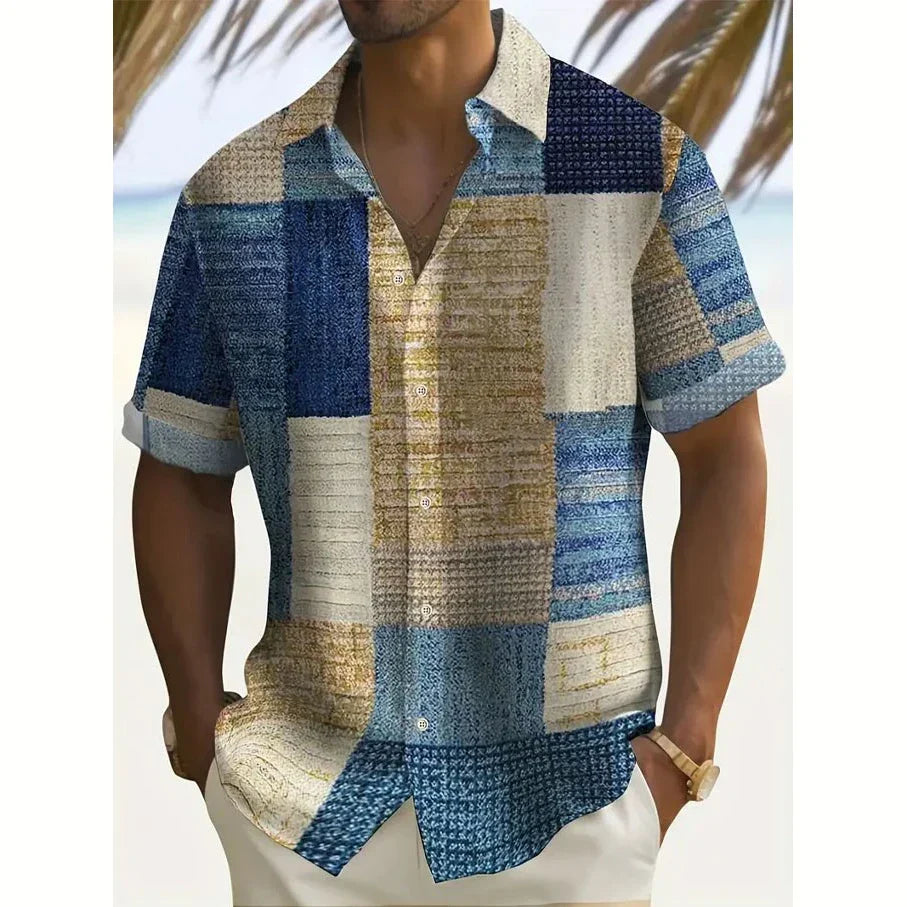 Men's Retro Cotton Button-Down Shirt