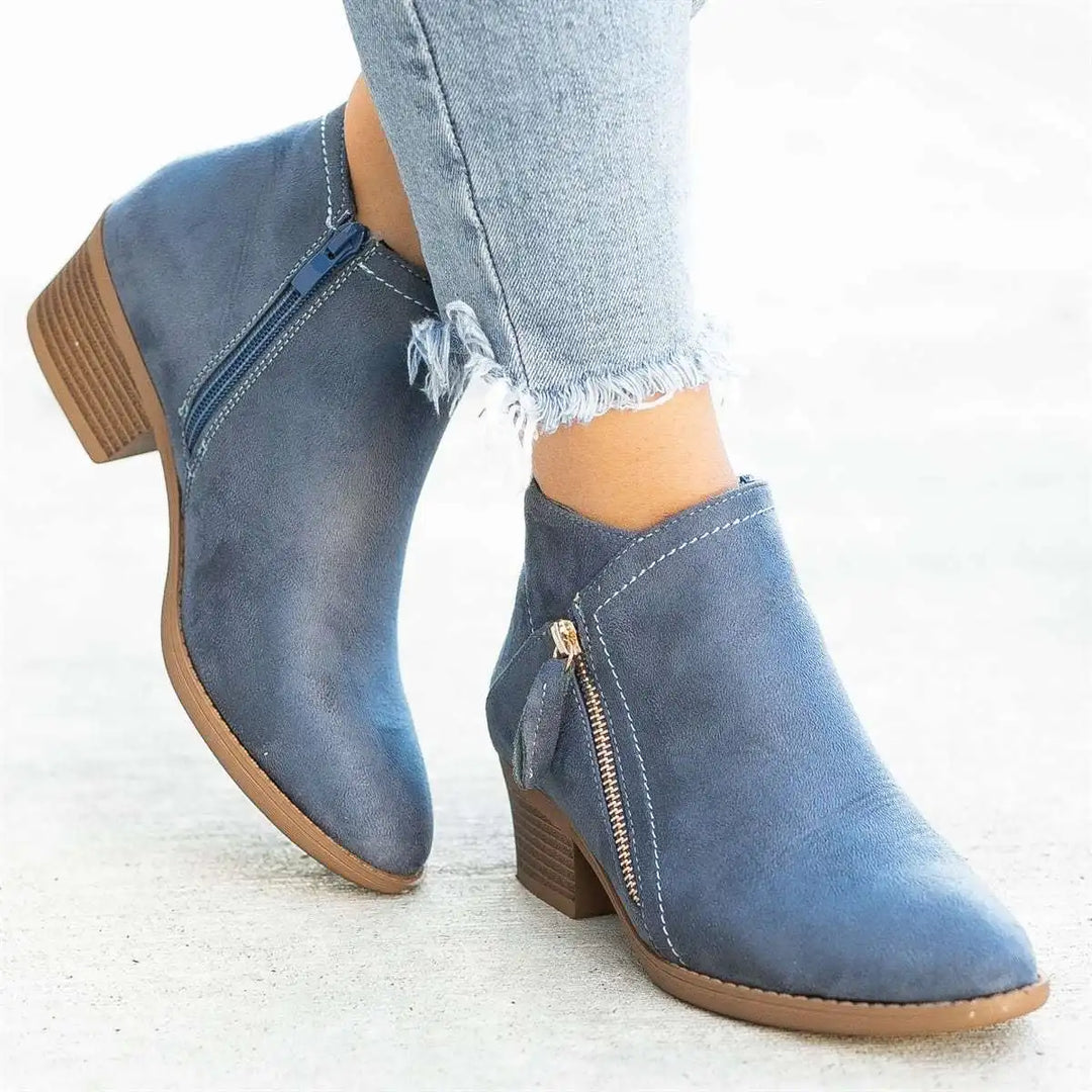 Women's Classic Leather Heeled Ankle Boots