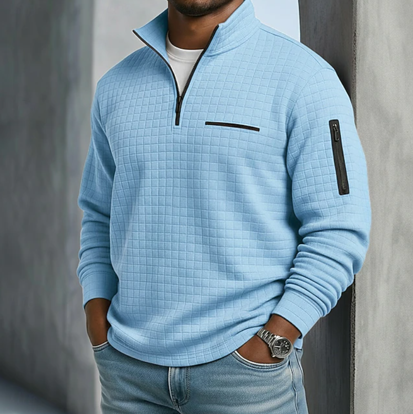 Men's Classic Waffle Knit Quarter-Zip Pullover Sweater
