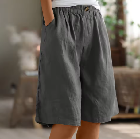 Women's Casual Cotton Blend Loose Fit Shorts with Elastic Waistband