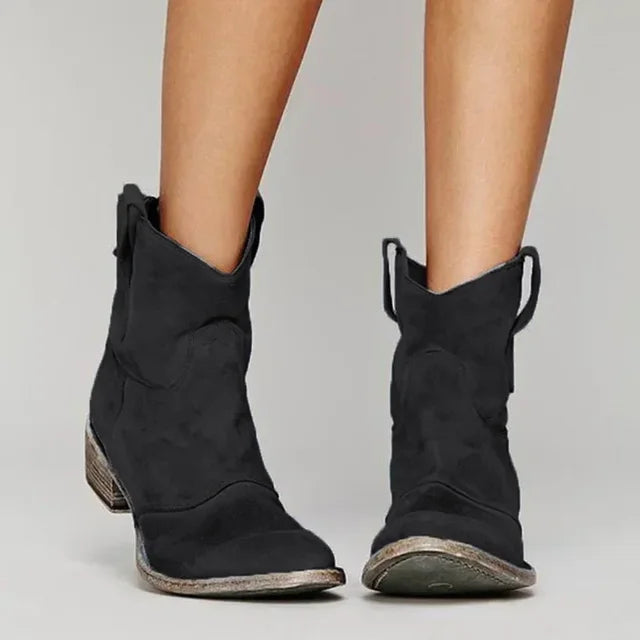 Women's Classic Leather Western Ankle Boots