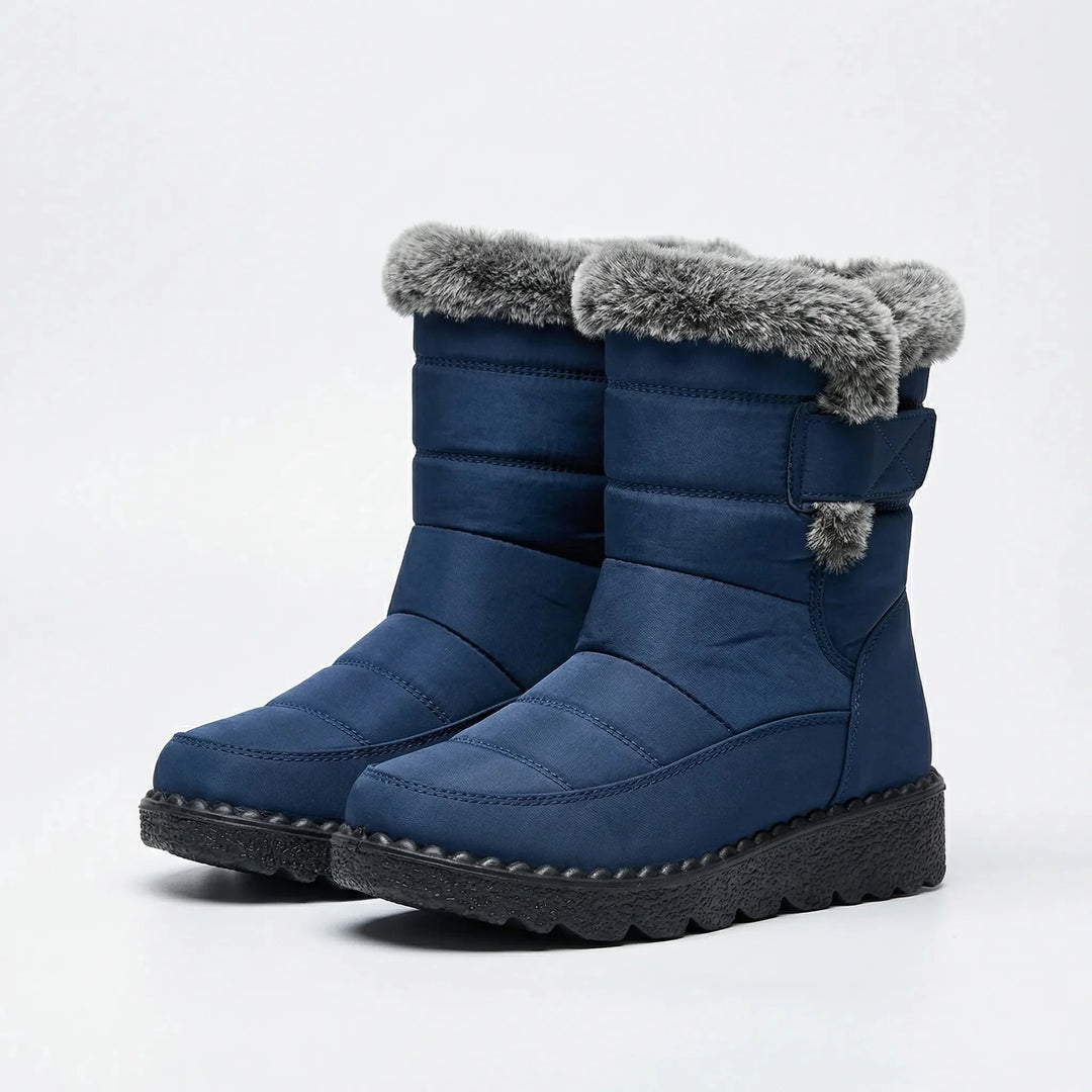 Women's Quilted Faux Fur Cuffed Mid-Calf Winter Snow Boots