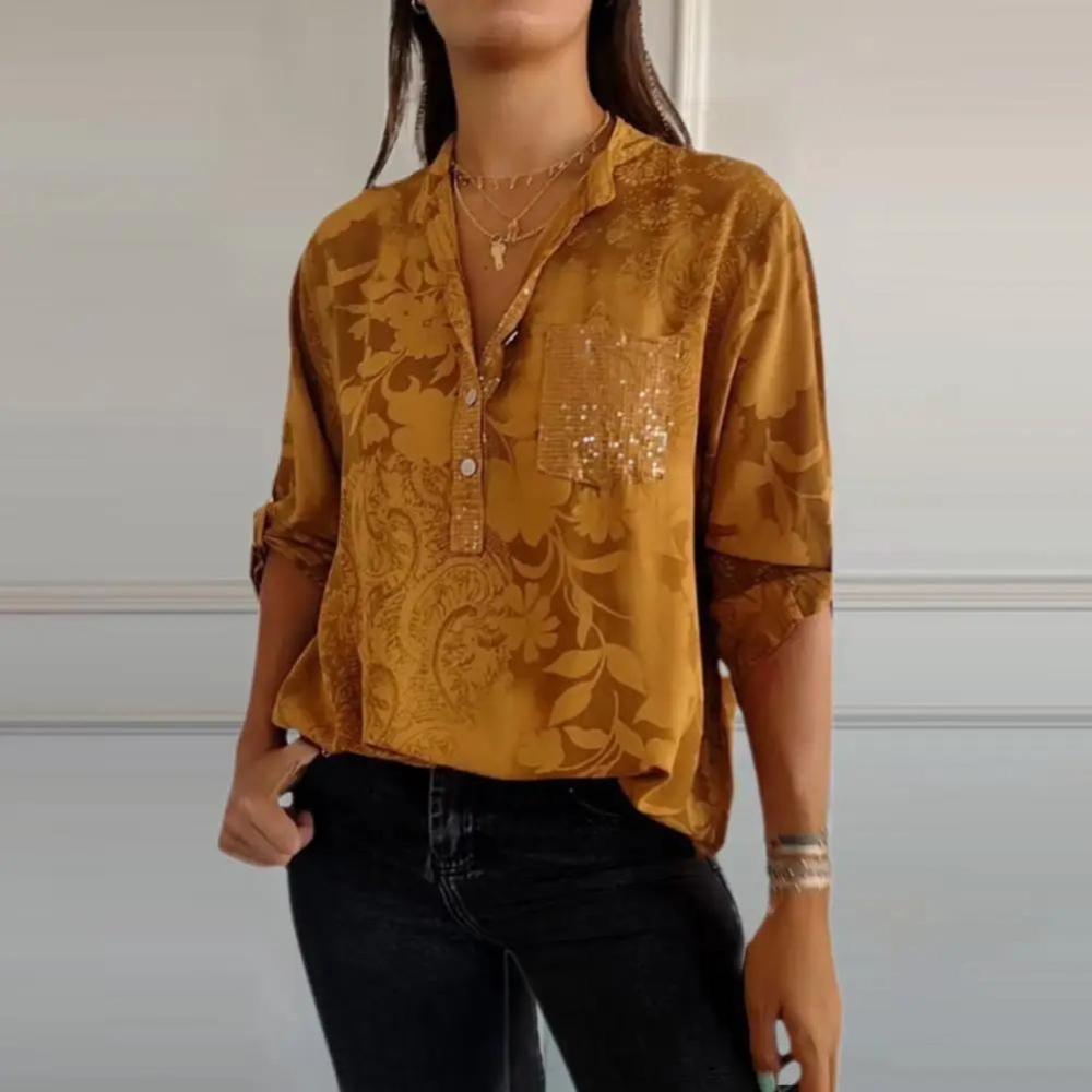 Women's Sheer Button-Front Blouse