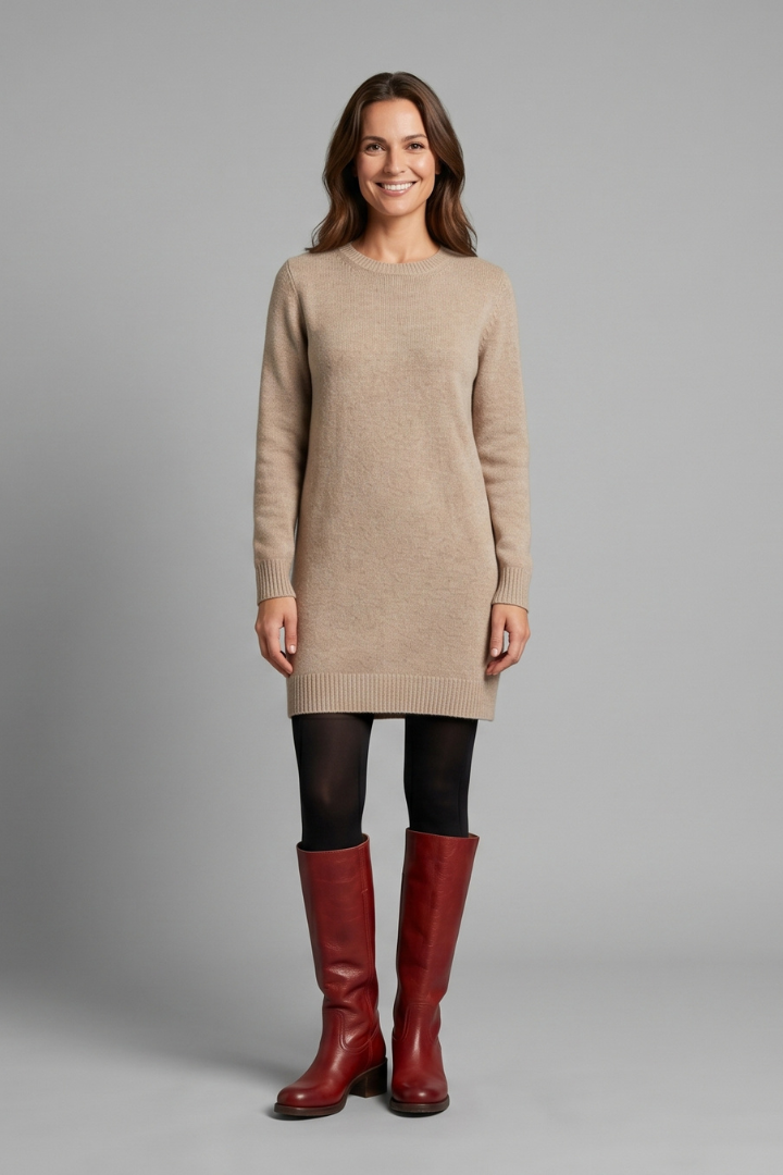 Women's Bold Leather Knee High Round Toe Block Heel Boots