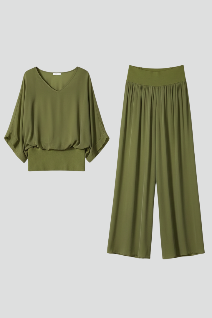 Women's Chic Chiffon Wide-Leg Two-Piece Set