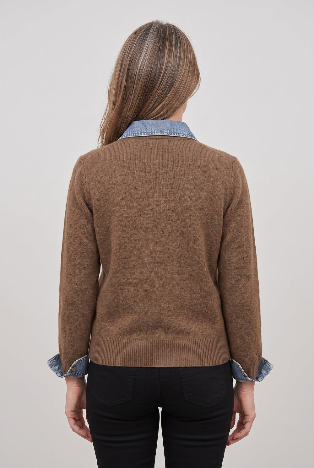 Women's Casual Denim-Look Collar Button Front Cardigan