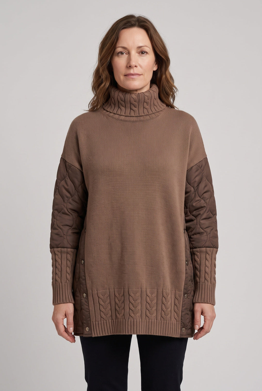 Women's Classic Quilted Panel Turtleneck Sweater Dress
