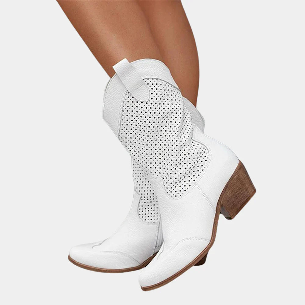 Women's Breathable Leather Western Style Cowboy Boots