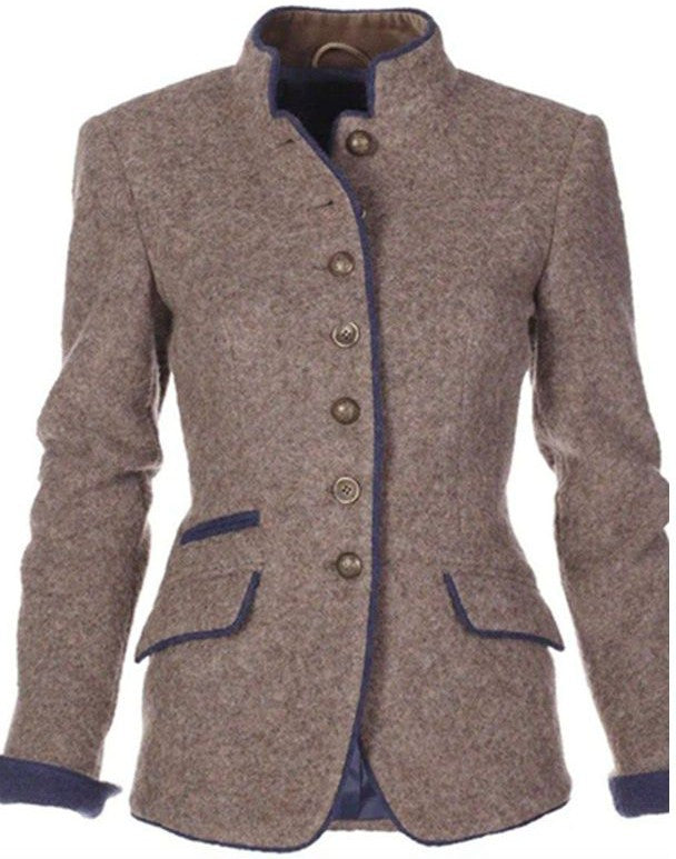 Women's Stylish Vintage Button-Detail Blazer