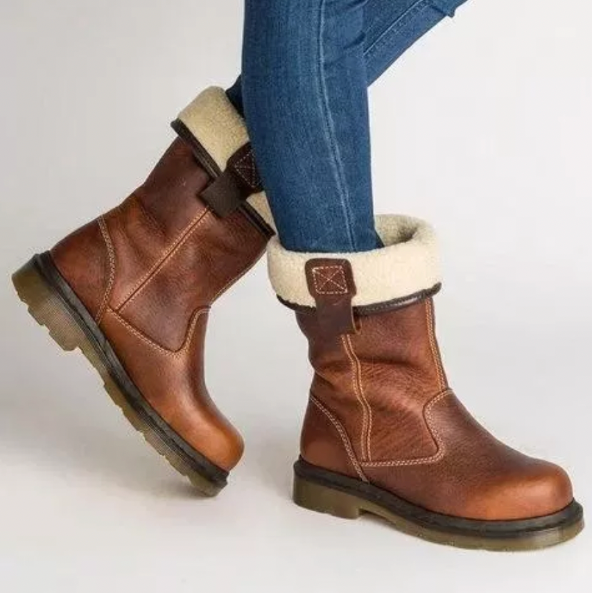 Women's Stylish Leather Lace-Up Winter Boots