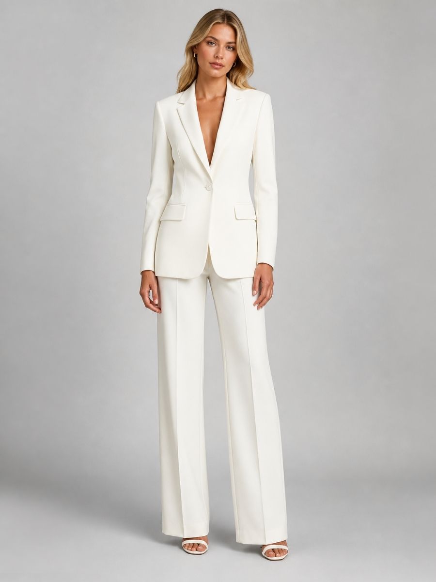 Women's Classic Wool Blend Blazer and Trouser Set