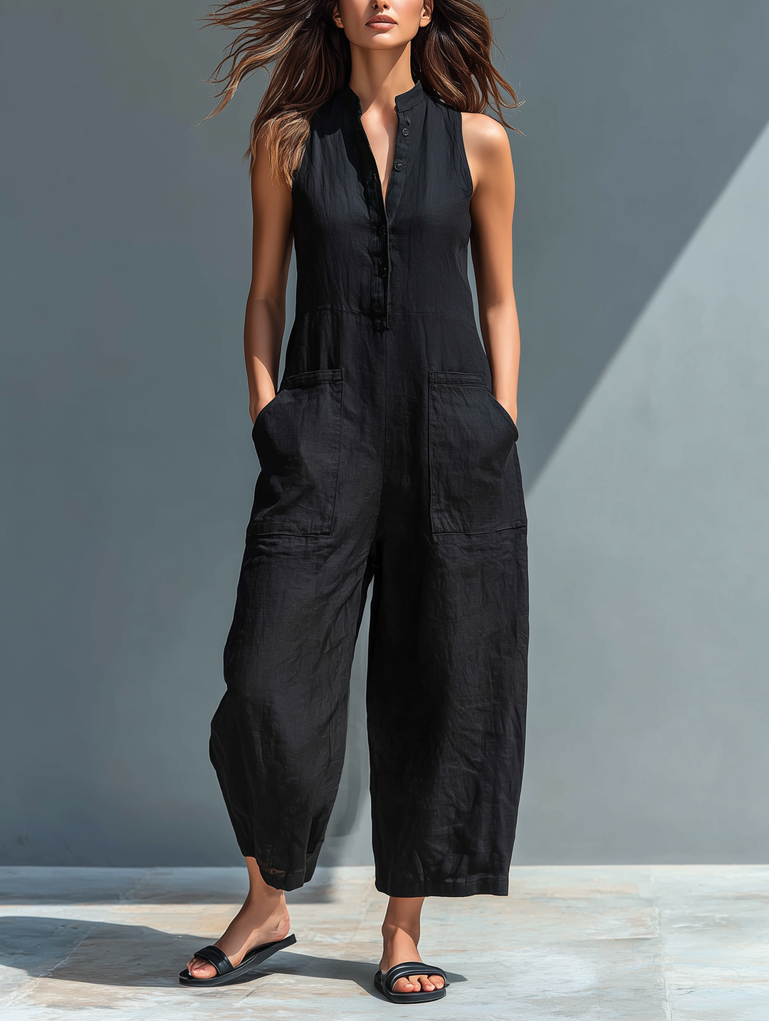 Women's Casual Sleeveless Wide Leg Jumpsuit